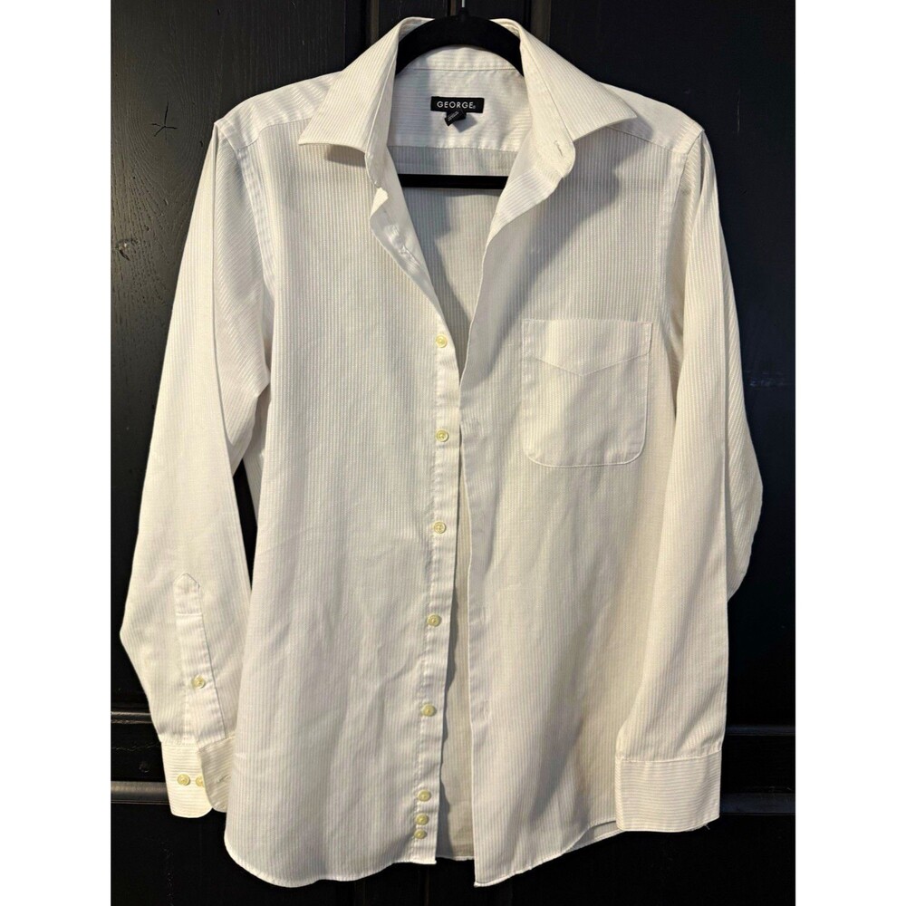 George White Striped Slim Fit Men's Dress Shirt S 14-14 1/2 32/33